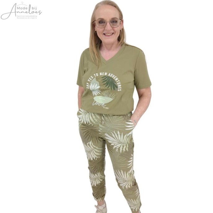 ZOSO Broek Stacey travel Green print